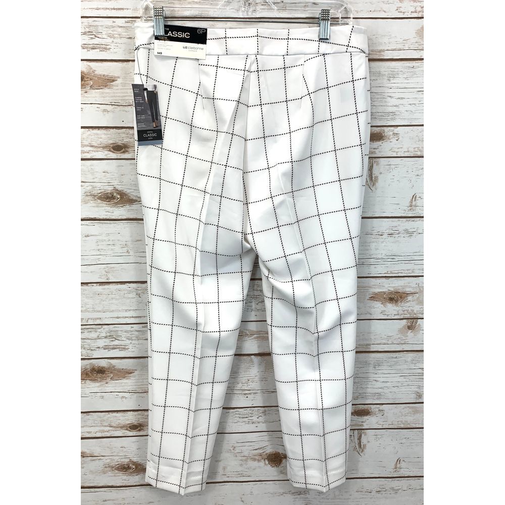 Liz Claiborne Emma Ankle Pant, White & Black - Picture 2 of 7